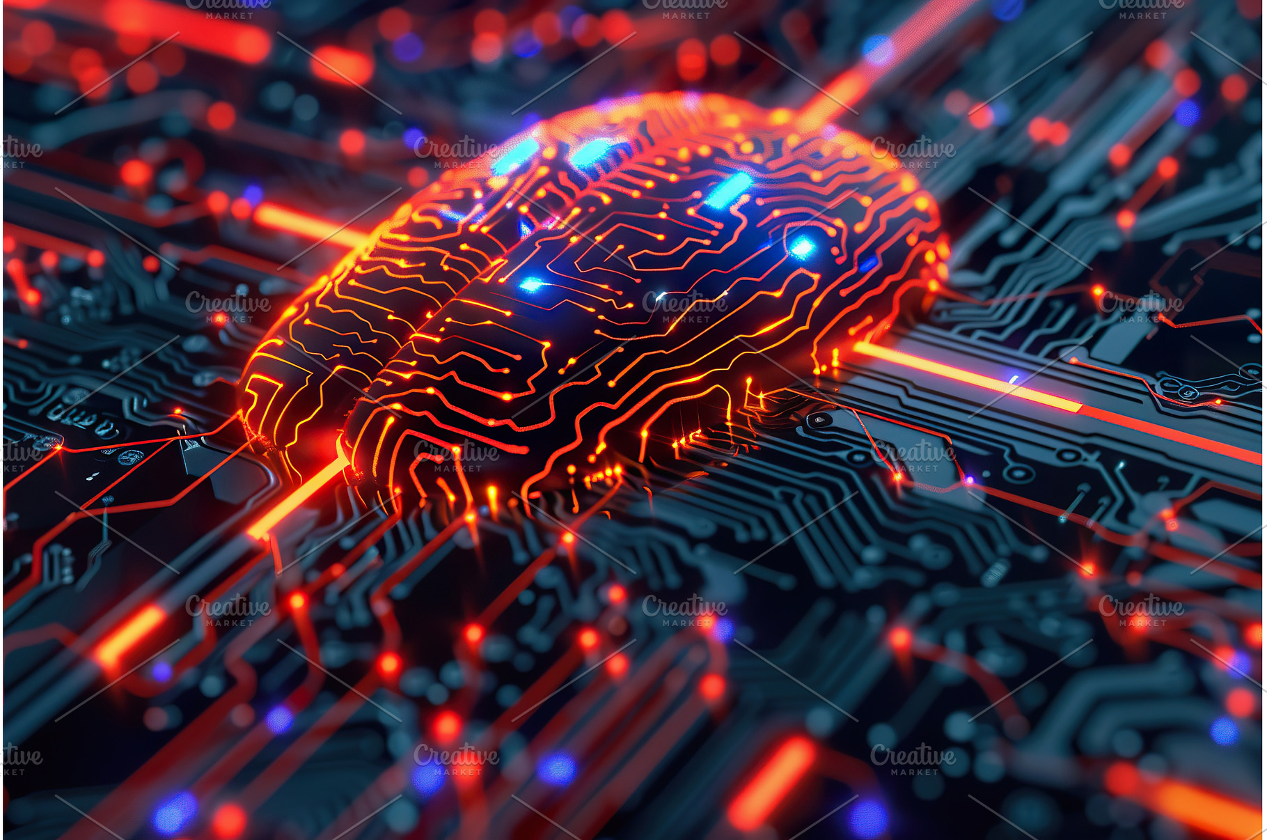 Glowing AI Brain Circuitry Concept, a Technology Photo by Lermont51