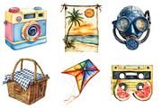 Retro Summer Clipart, an Illustration by SinaCreation (Thumbnail 3 of 5)