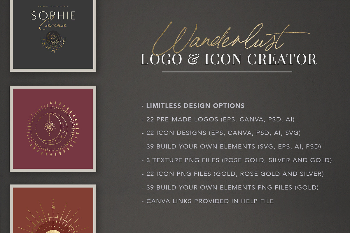 WANDERLUST Logo & Icon Pack, a Branding & Logo Template by Marigold Studios (Photo 3 of 12)