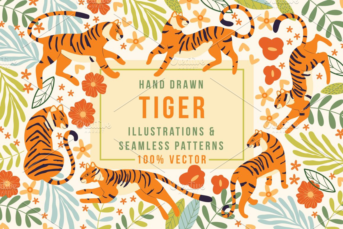Tigers - 44 Seamless Patterns, a Pattern Graphic by Blue Lela Design (Photo 1 of 13)