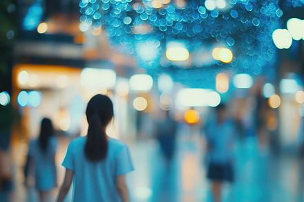 Background of blurred shopping mall with people, a Background Photo by AlyaAnd