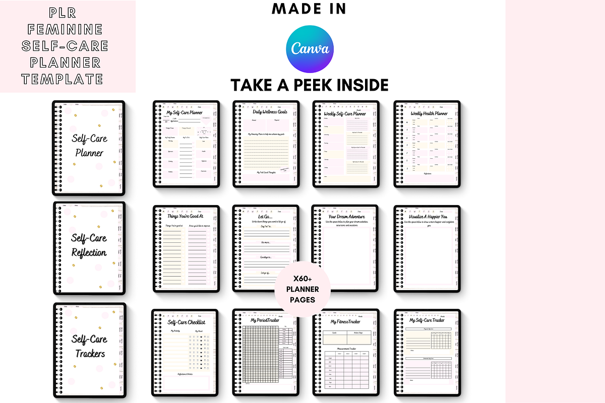 Canva Self-Care Digital Planner, a Stationery Template by DigitalbossCreations (Photo 5 of 9)