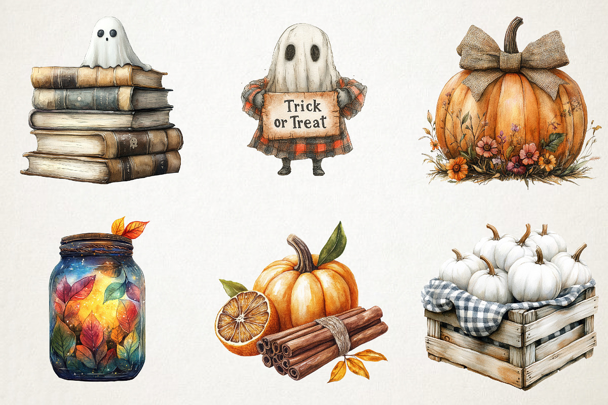 Soft Rustic Halloween Clipart, an Illustration by RobertsArt (Photo 2 of 7)