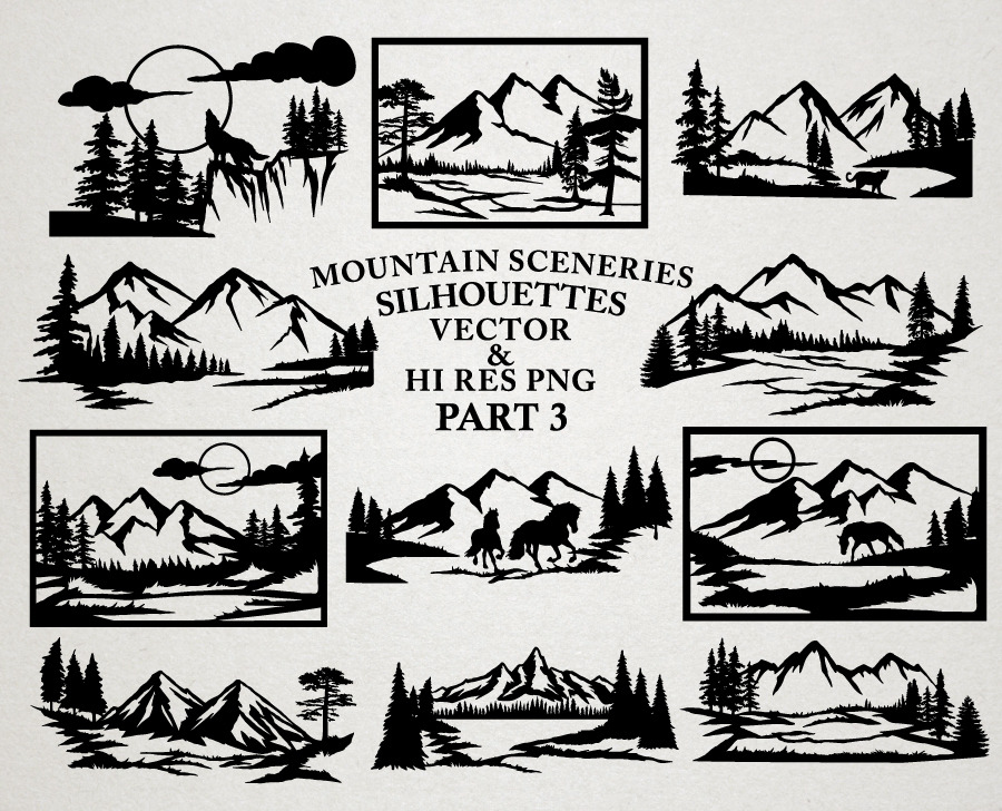 Mountain Sceneries Vector Pack, an Animal Illustration by Seaquint