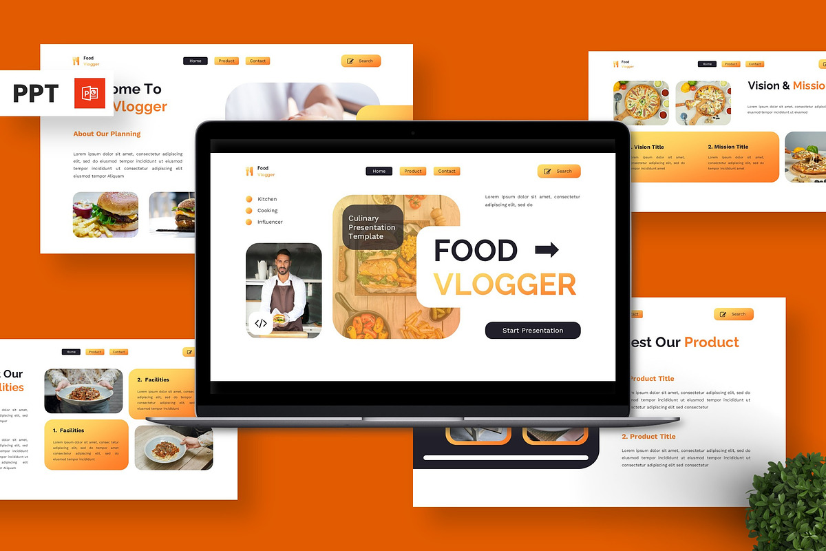 Food Vlogger - Culinary Powerpoint, a Presentation Template by Deepslide Studio (Photo 1 of 6)