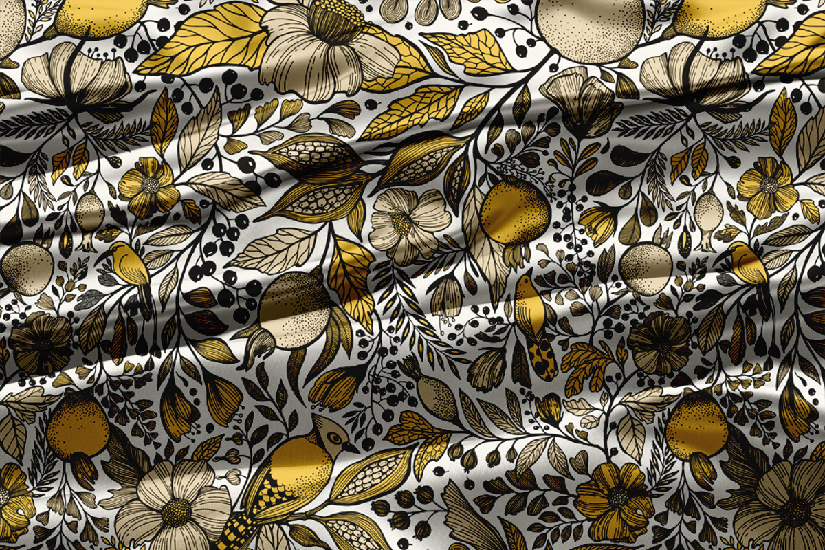 Endless Garden Yellow & Blue Pattern, a Pattern Graphic by Marta & Livonka (Photo 12 of 14)