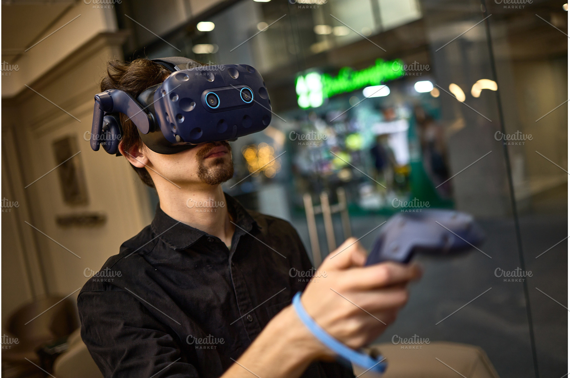Man Wearing Virtual Reality Headset, a Technology Photo by wip3out