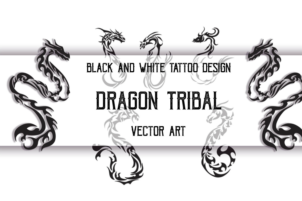 6 Dragon Tribal Tattoos, a Pattern Graphic by Natsuhisui (Photo 1 of 4)