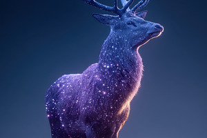 Mystical deer in a cosmic aura, an Animal Photo by AlyaAnd