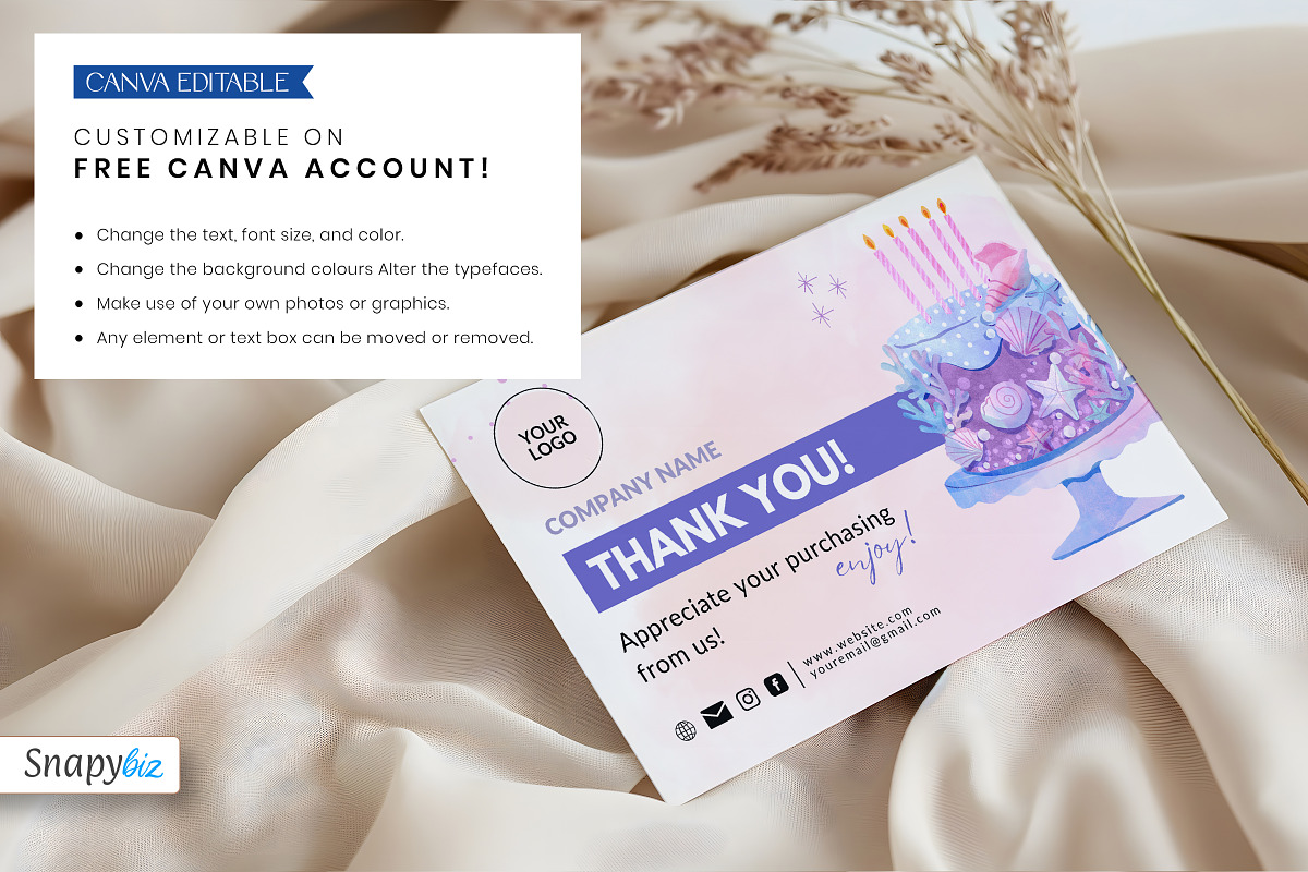 Cake Business Thank You Card, a Design Template by Snapybiz (Photo 8 of 9)