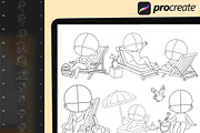 175 Procreate Chibi Summer Stamp, a Brush Add-On by DrawingStoryShop (Thumbnail 3 of 10)