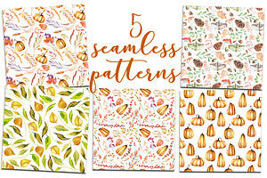 Autumn. Seamless Patterns.