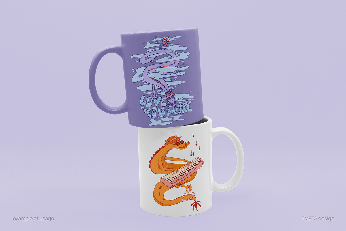Romantic Dragons | Illustration Kit, an Animal Illustration by TMETA design (Photo 4 of 12)