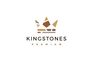 King Crown Stone Stones Logo Vector