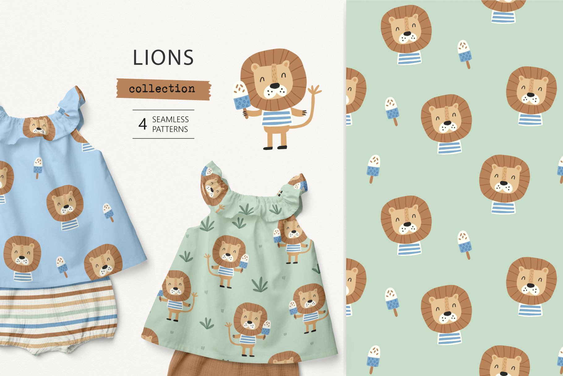 Lions collection of digital patterns