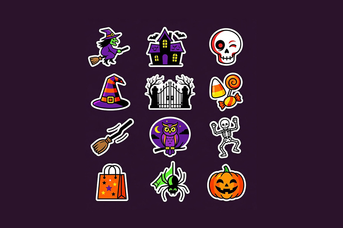 Spooky Halloween Patch Set, a Seasonal Illustration by Rafoz (Photo 3 of 3)