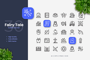 Fairy Tale Outline Icons