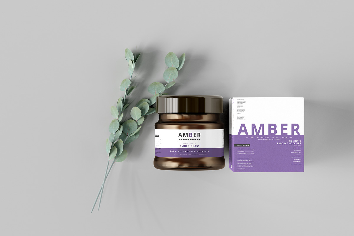 7 in 1 Amber Glass Cosmetic Bundle, a Cups & Container Mockup by pmvch (Photo 32 of 106)