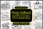 Cozy Animal Summer Bold & Easy Color, an Animal Illustration by Design Zone (Thumbnail 1 of 4)