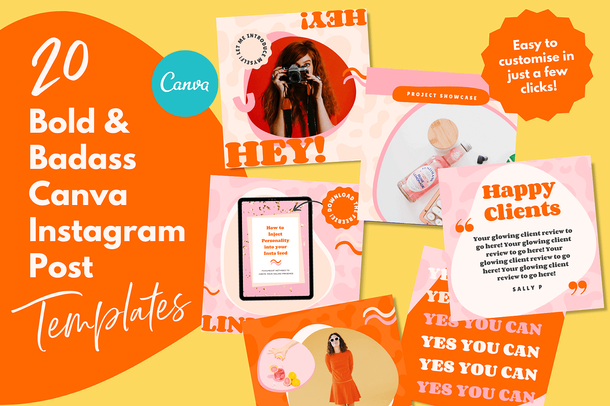Bold Canva Instagram Post Templates, a Social Media Template by Kurly Creative (Photo 1 of 9)
