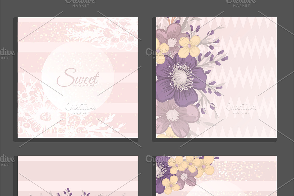 Set of floral cards, an Invitation Template by Doodle_flower