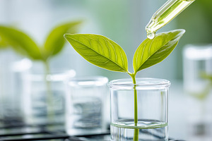 Close up of a green plant in a lab, a School & Education Photo by MistyDay