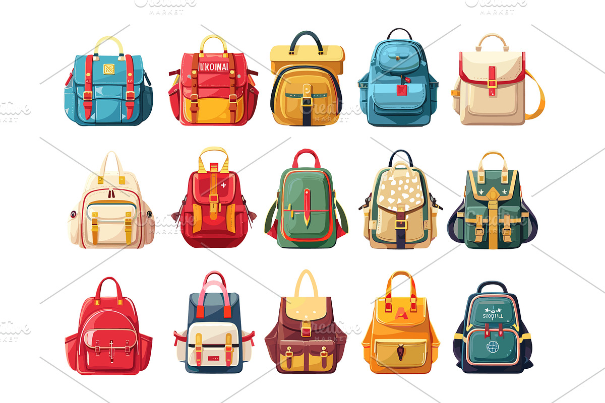 Cartoon school bags, colorful, an Object Illustration by Stock-Smart-Start