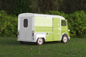 Vintage Food Truck Scene Mockup