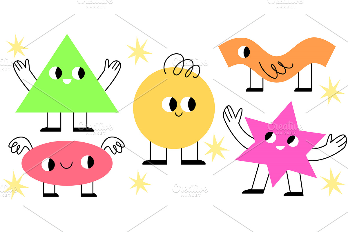 Geometric figure mascots set, an Education Illustration by art PVP - market