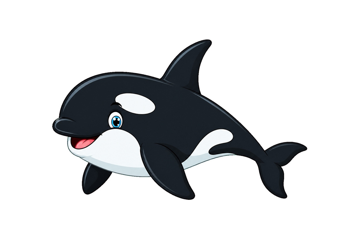 Cute cartoon orca whale isolated on, an Animal Illustration by ZinetroN (Photo 1 of 3)
