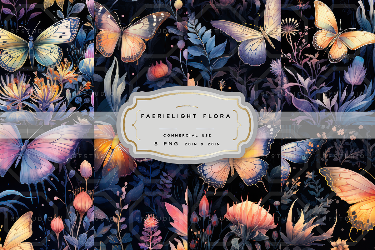 FAERIELIGHT FLORA. Seamless Pack, a Texture Illustration by RefinedFantasyStudio (Photo 1 of 9)
