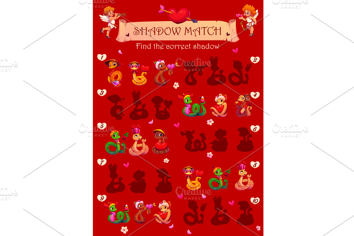 Shadow match valentine's game, a Seasonal Illustration by Vector Tradition