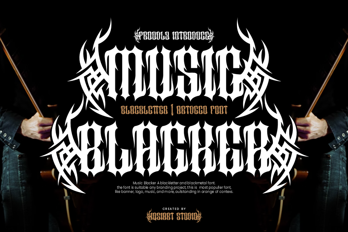 Music Blacker - Gothic Font, a Blackletter Font by Iqsiart Studio (Photo 1 of 11)