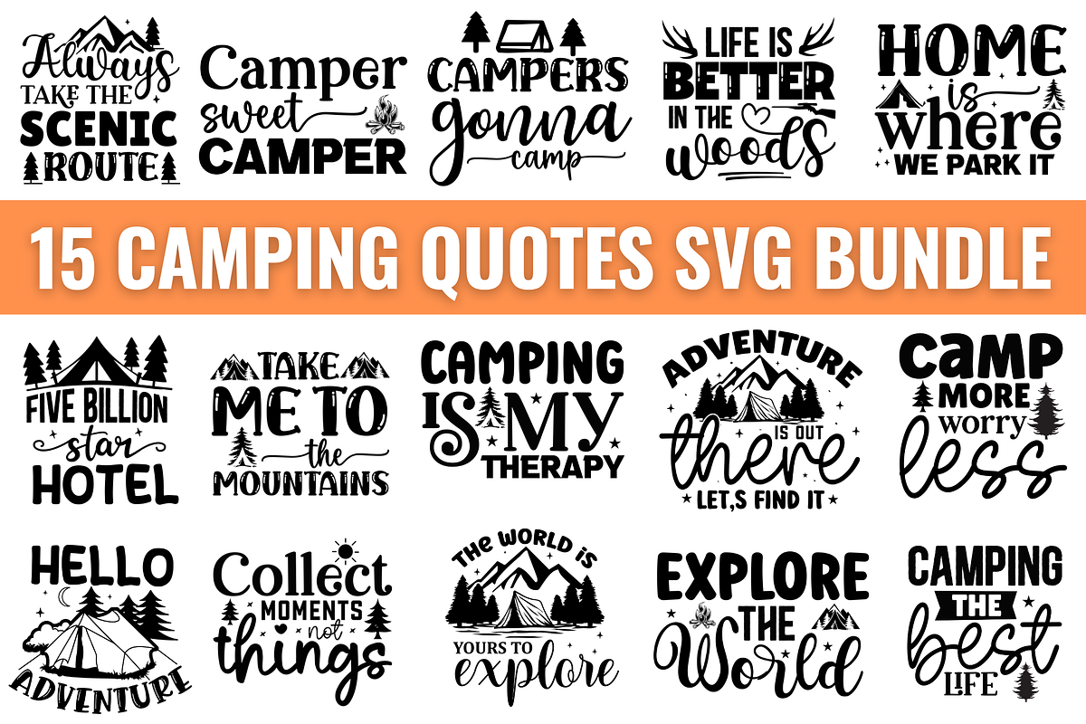 Camping SVG Bundle, an Object Graphic by Regulrcrative (Photo 1 of 7)