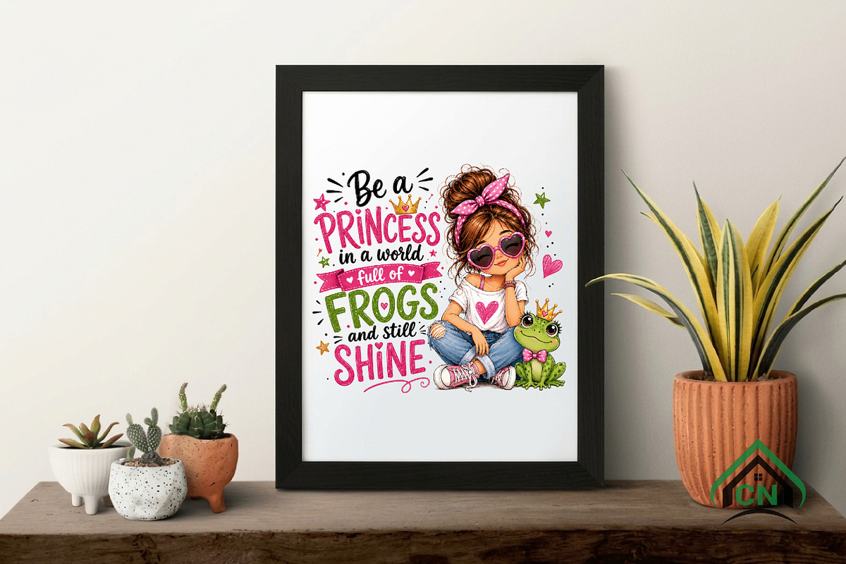Cute Frog Princess Girl Sublimation, a Seasonal Illustration by Craft Nest (Photo 4 of 6)