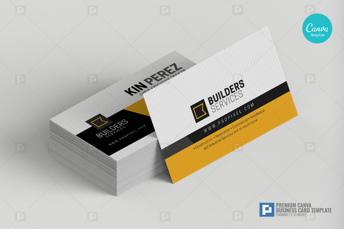 Construction Canva Business Card 03, a Business Card Template by PSDPixel (Photo 2 of 4)