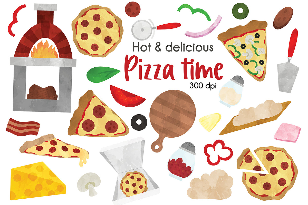 Pizza Clipart, a Food Illustration by SugarPickle Clip Art (Photo 1 of 3)