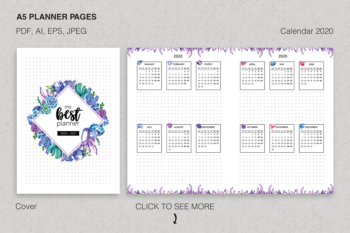 Printable Planner Set with Crystals, a Stationery Template by Olga Alexeenko (Photo 6 of 10)