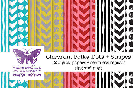 Chevrons, Dots + Stripes Paper Pack