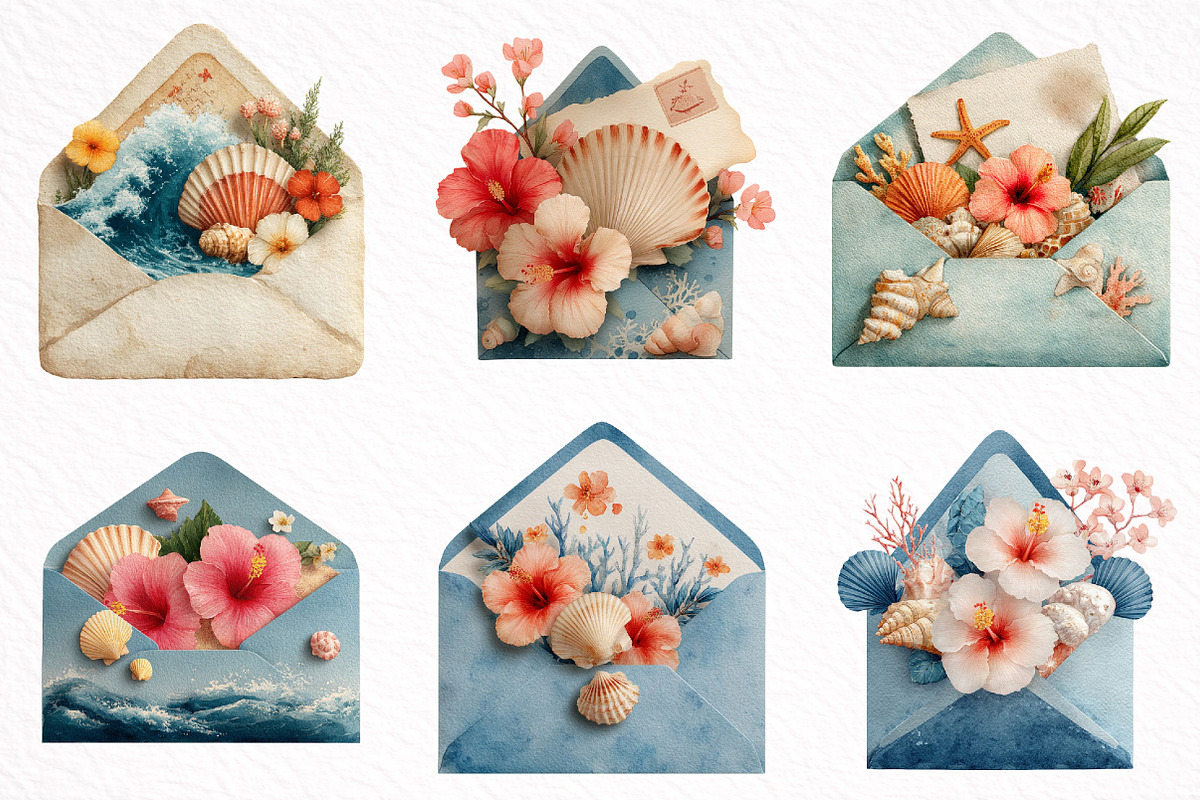 Whimsical Summer Envelope Clipart, an Illustration by DreamArtGraphic (Photo 3 of 8)