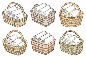 Wicker Baskets Filled, an Object Graphic by Billah Hub
