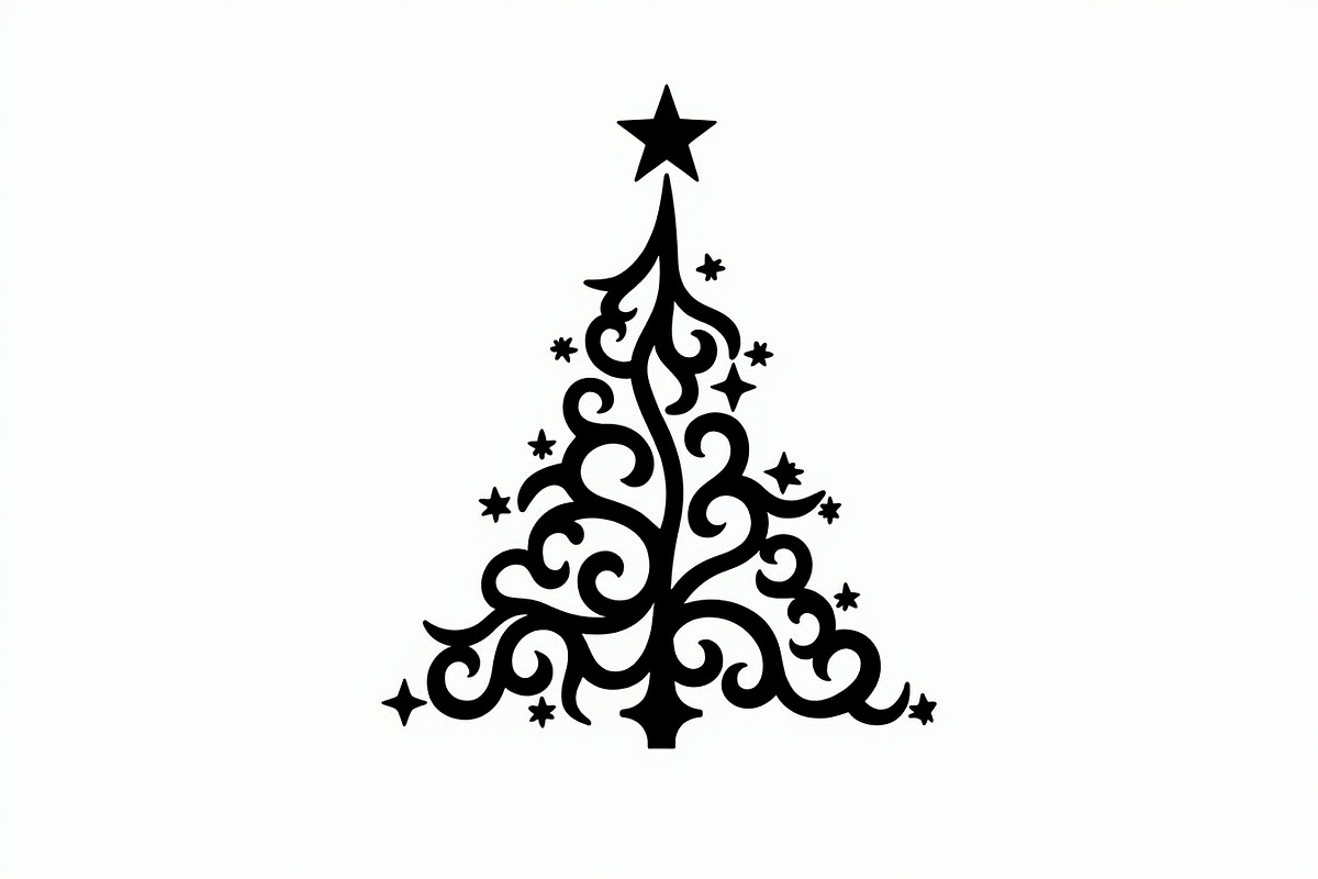 Elegant Christmas Tree Silhouette Se, an Illustration by balal (Photo 17 of 21)