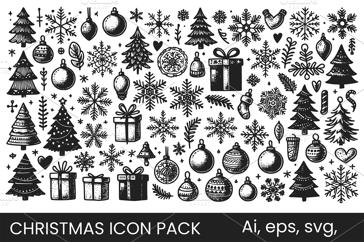 Christmas Icons Set, an Object Illustration by efuturestudio (Photo 2 of 3)