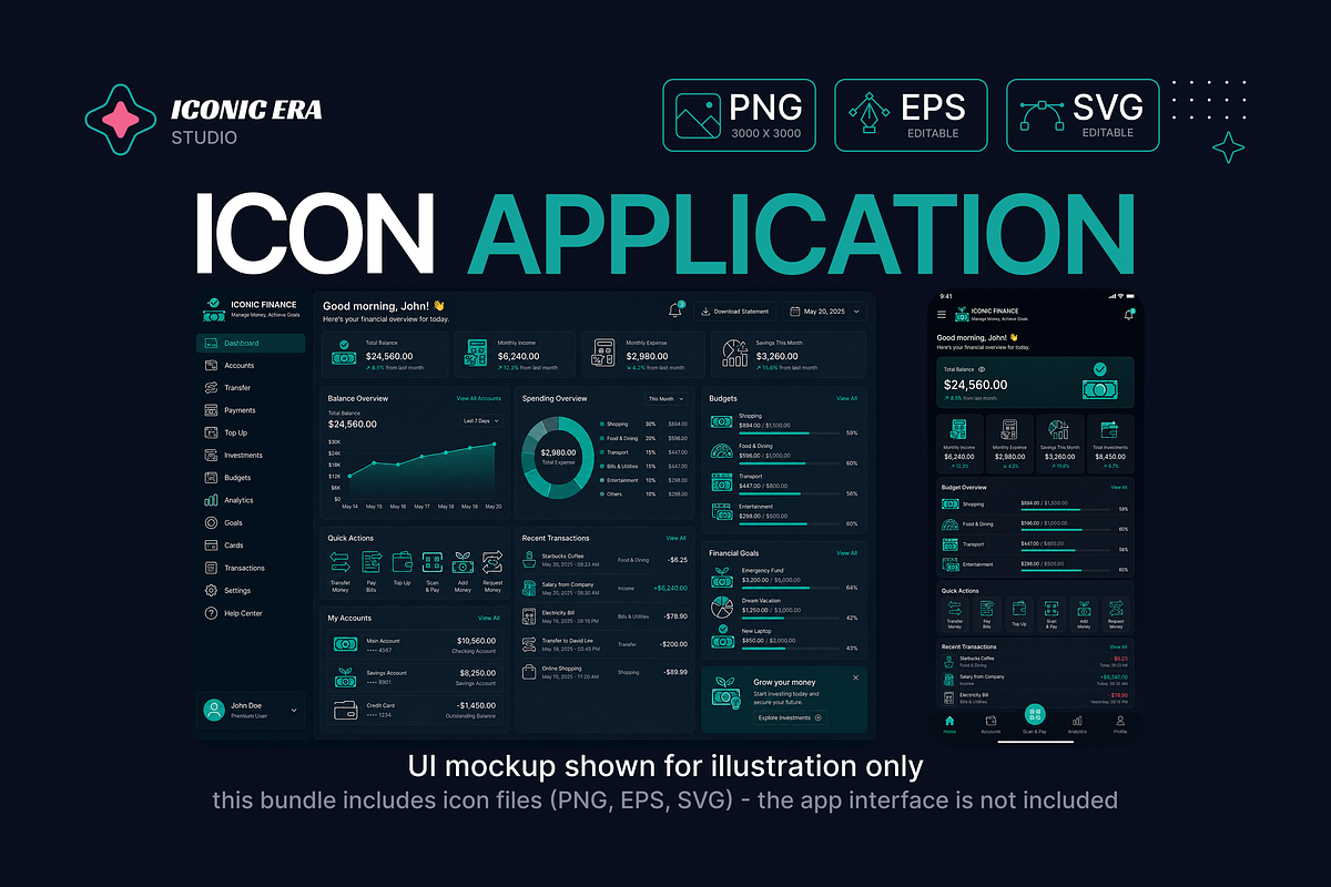 FinTech App Icon Set (20 Icons), an Outline Icon by Iconic Era (Photo 3 of 3)