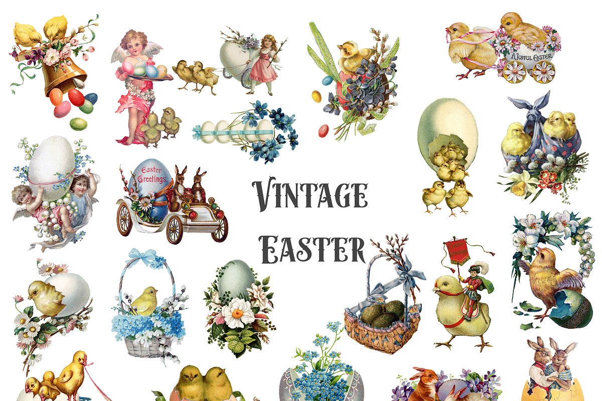 Vintage Easter Clipart, an Illustration by Verdigris Studios (Photo 1 of 2)