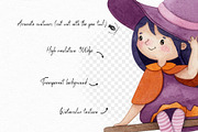 Cute Witch - Watercolor Clipart, an Illustration by Gau Silva Studio (Thumbnail 4 of 5)