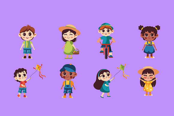 Spring Kids Characters Set preview 2