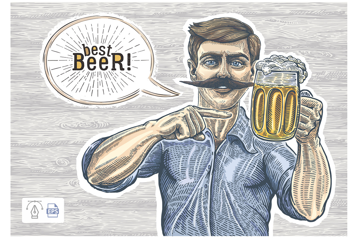Brewer with mug beer, a Food Illustration by Countryside life (Photo 6 of 8)