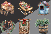 Vintage Christmas Farm Clipart, an Illustration by Black Bird Studio (Thumbnail 3 of 6)