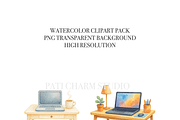 16 Computer Desk Clipart, a Decorative Illustration by Pati Charm Studio (Thumbnail 4 of 8)